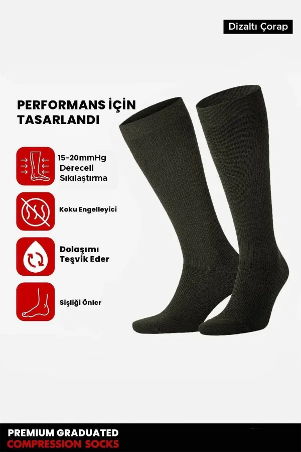Unisex Bambu Özel Sıkılaştırıcı Teknolojiyle Uçuş Ve Pilot Diz Altı Çorap Koyu Haki