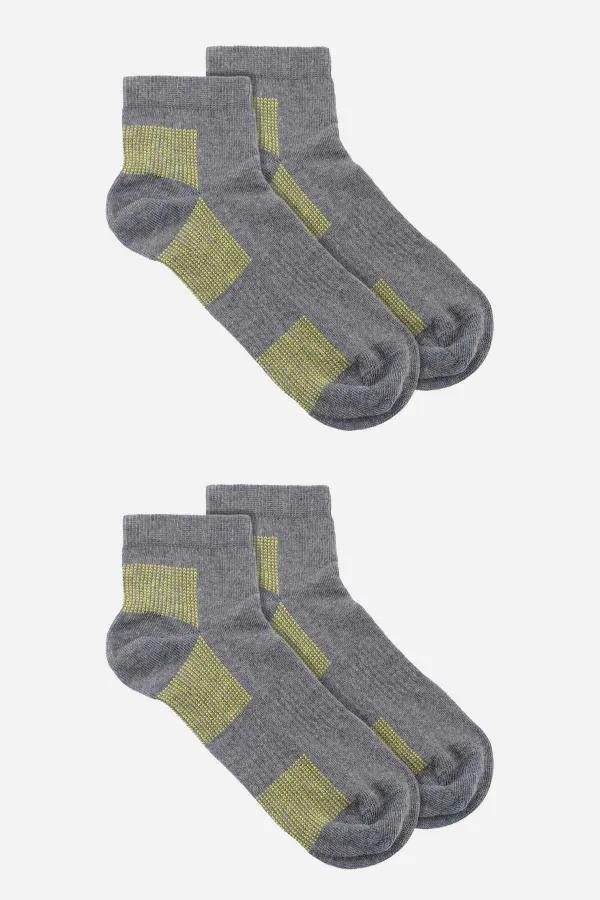 Mısırlı Unisex Coolmax 2 Çift Özel Paketli Kısa Konç Çorap Gri