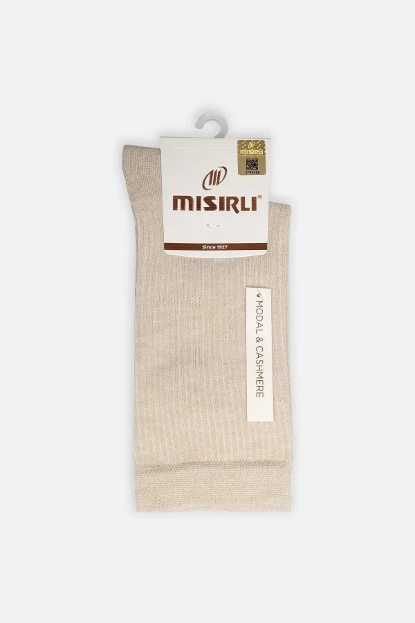Mısırlı Kadın Modal Kaşmir Tekli Soket Çorap Taş Rengi