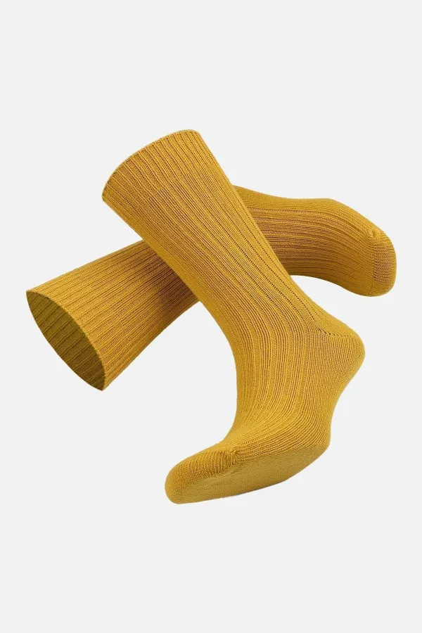 Mısırlı Unisex Pamuklu Bio Cotton Kışlık Soket Çorap Hardal