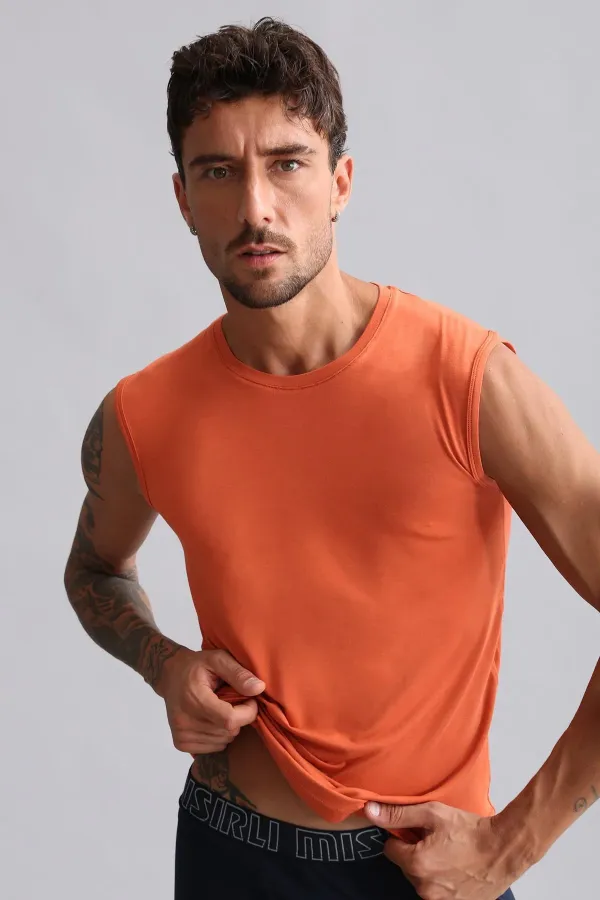 Mısırlı ORGANIC Pamuklu HERCULES Slim Fit Bisiklet Yaka Sporcu Atlet / T-Shirt Pas Kırmızı