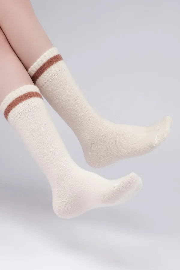 Mısırlı Kadın Soft Peluş Termal Tekli Soket Çorap Ekru