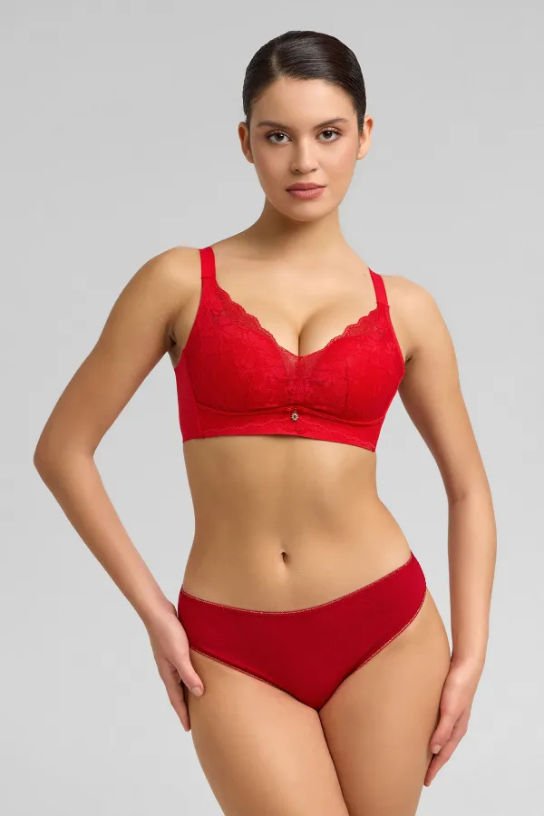 Soutien-gorge fantôme rouge à détails en dentelle
