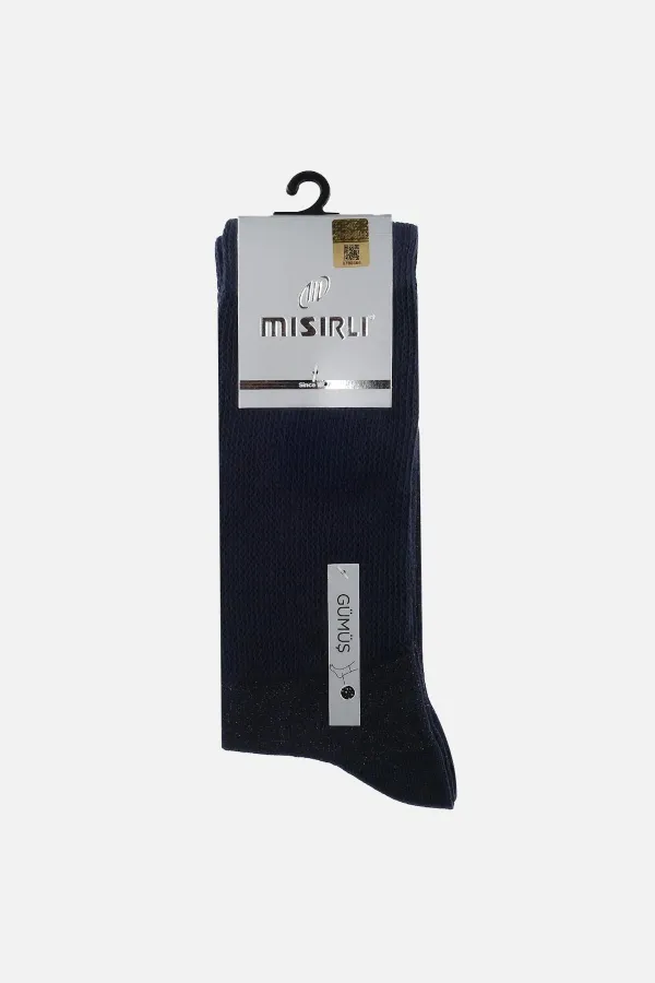 Chaussettes homme à une seule douille en argent 10 %, bleu marine