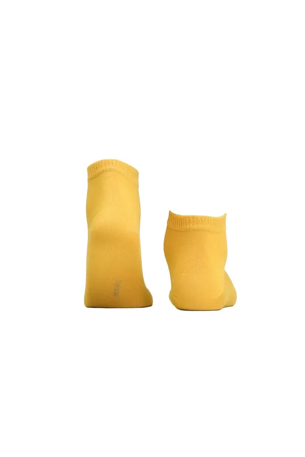 Unisex Bambu Diyabetik Sneaker Çorap Hardal