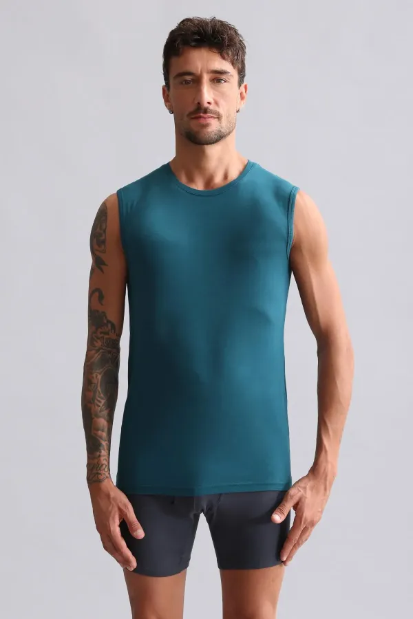 Mısırlı Modal By TENCEL HERCULES Slim Fit Bisiklet Yaka Sporcu Atlet / T-Shirt Fit Green