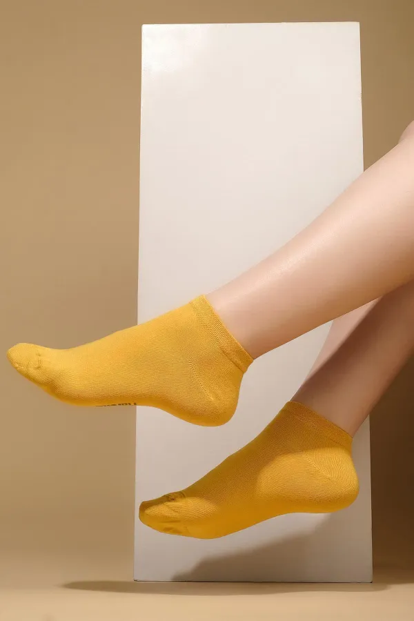 Chaussettes d'été jaunes en coton simple pour femmes égyptiennes