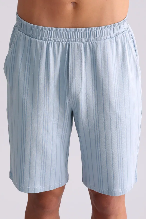 Short de pyjama en bambou bleu pour homme, style égyptien