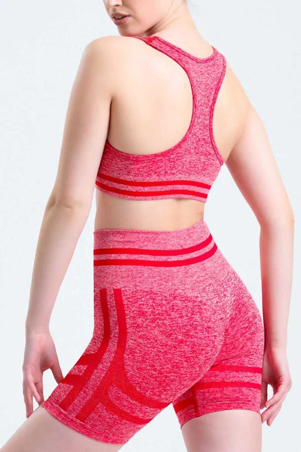 Mısırlı Kadın Kalça Toparlayıcı Çemberli Bralet-Şort Tayt Takımı Kırmızı