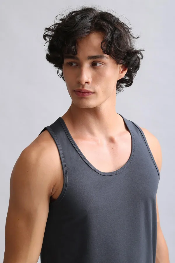 Mısırlı ORGANIC Cotton HERCULES Slim Fit Basic Tank Top Anthracite