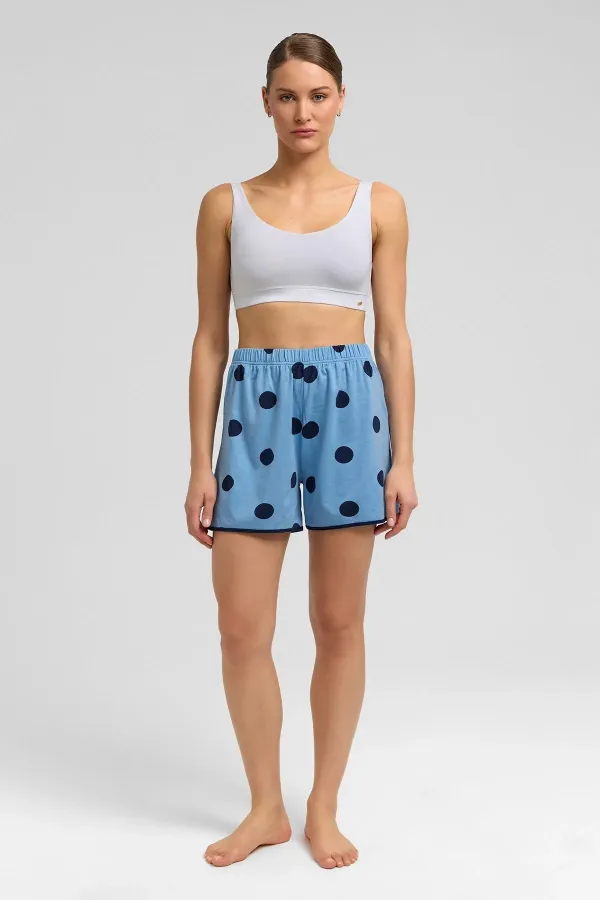 Mısırlı Women's Modal Knit Polka Dot Shorts Baby Blue