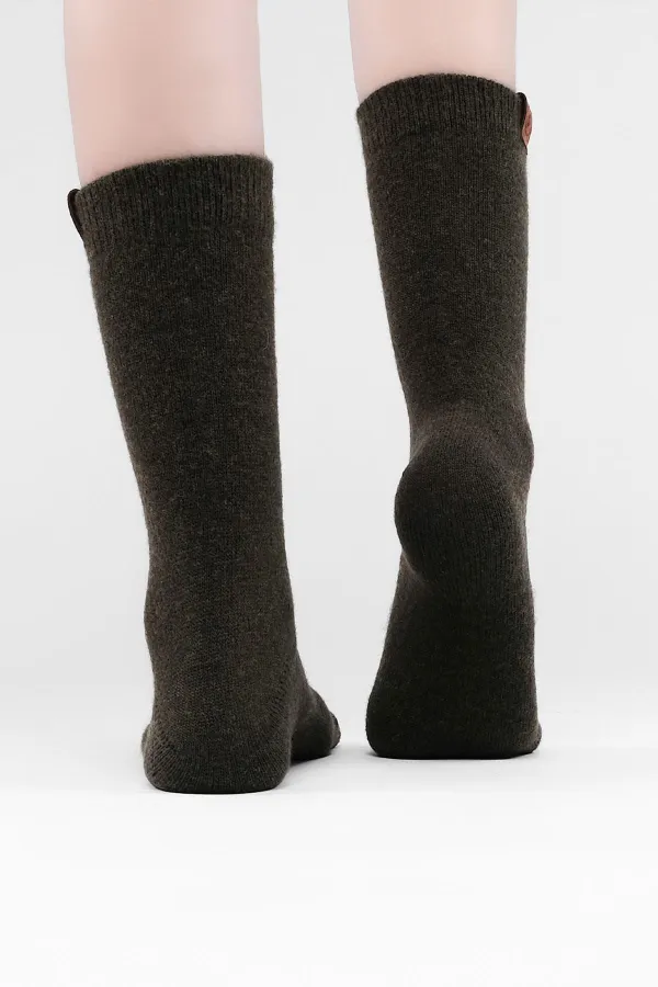 Mısırlı Kadın Kuzu Yünü Tekli Soket Çorap Haki