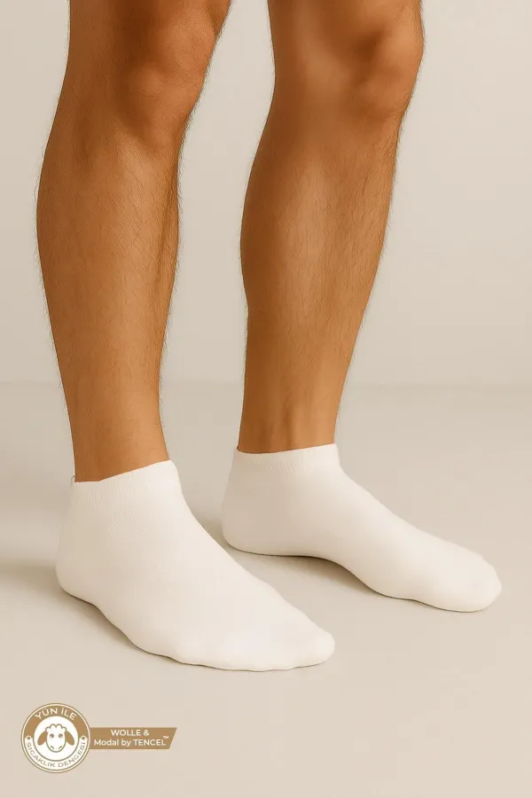 Chaussettes unisexes égyptiennes en modal TENCEL et laine mélangée, lot de 6 paires, écrues