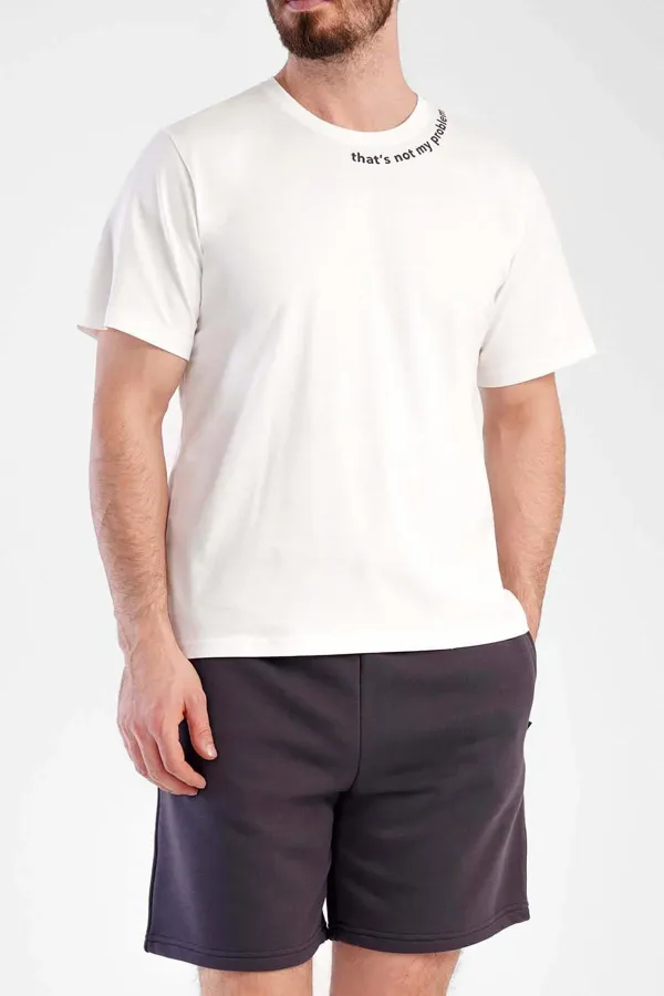 Mısırlı Erkek Pamuklu Kısa Kol Şort Pijama Takımı Beyaz