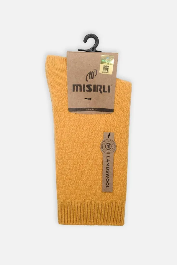 Mısırlı Kadın Koyun Yünü Tekli Soket Çorap Safran