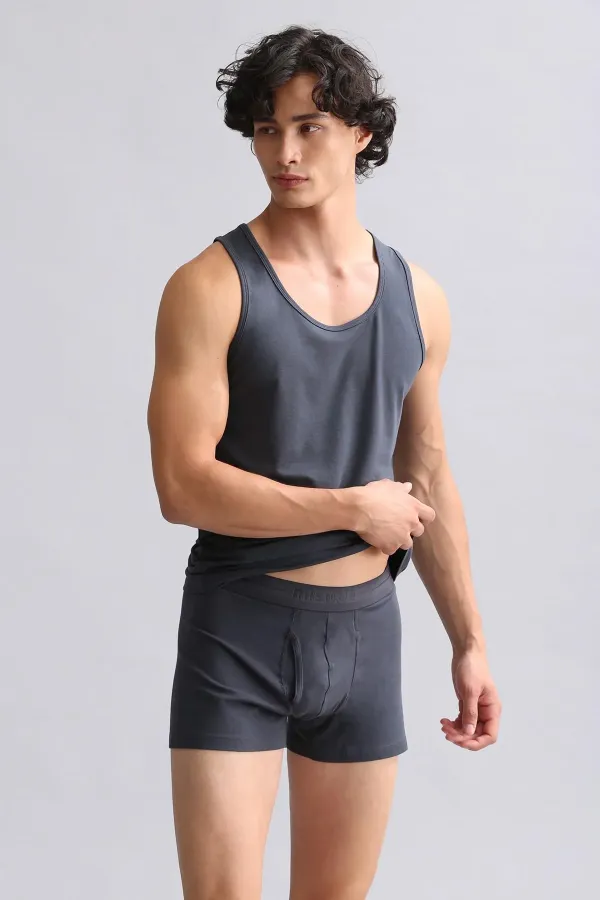Mısırlı ORGANIC Cotton HERCULES Slim Fit Basic Tank Top Anthracite