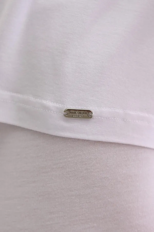 Mısırlı ORGANIC Pamuklu ZEUS LUXURY Regular Fit V Yaka Sporcu Atlet / T-Shirt Beyaz