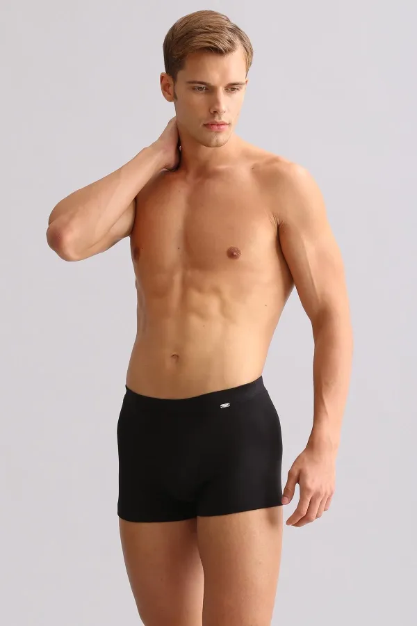 Boxer ZEUS LUXURY en coton biologique égyptien, coupe classique, avec emblème métallique, noir