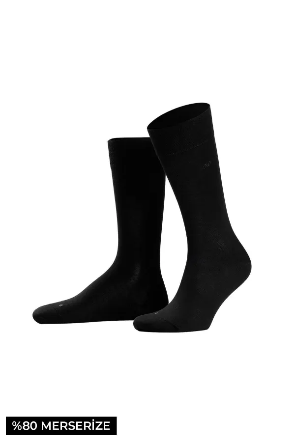 Chaussettes égyptiennes mercerisées ergonomiques brodées ultra-fines pour hommes, noires