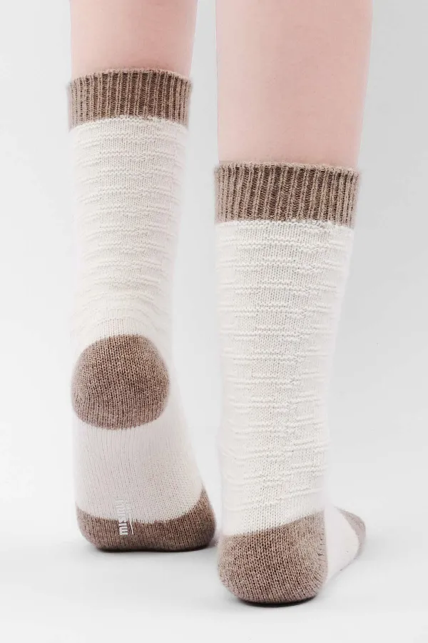 Mısırlı Kadın Koyun Yünü Tekli Soket Çorap Ekru