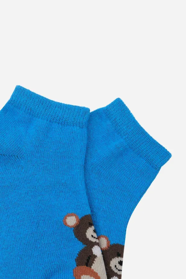 Chaussettes courtes unisexes en coton égyptien, motif ours en peluche, lot de 3 paires pour enfants