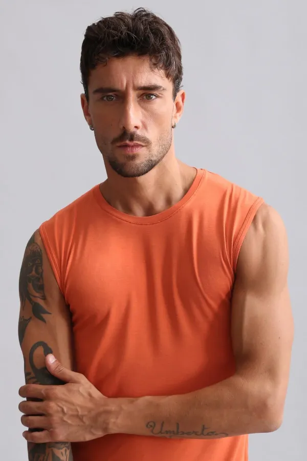 Mısırlı Modal By TENCEL HERCULES Slim Fit Bisiklet Yaka Sporcu Atlet / T-Shirt Pas Kırmızı