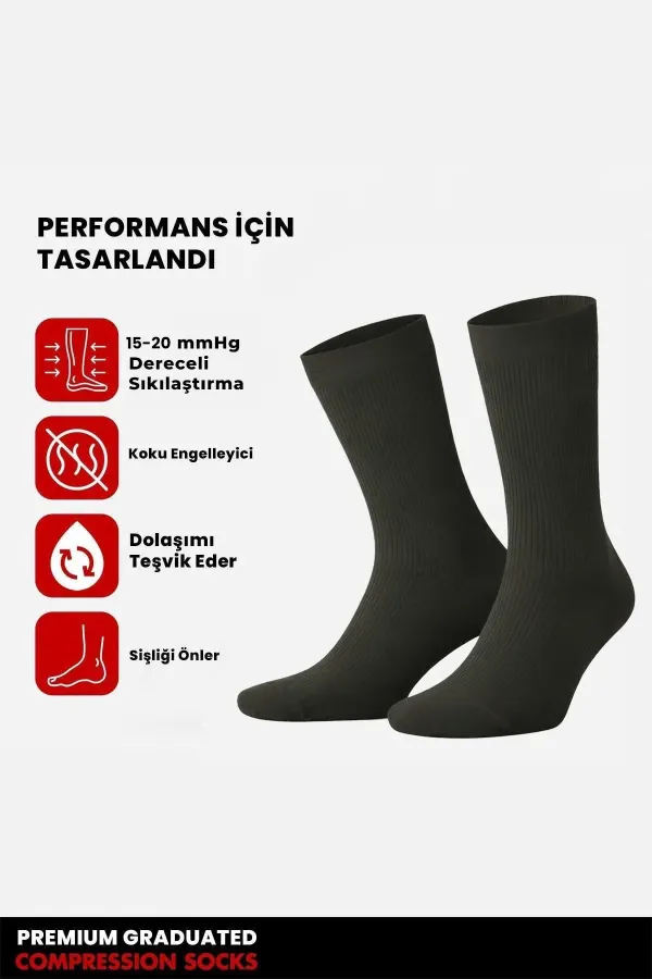 Egyptian Unisex Bamboo Flight and Pilot Socks with Special Tightening Technology, Dark Khaki
