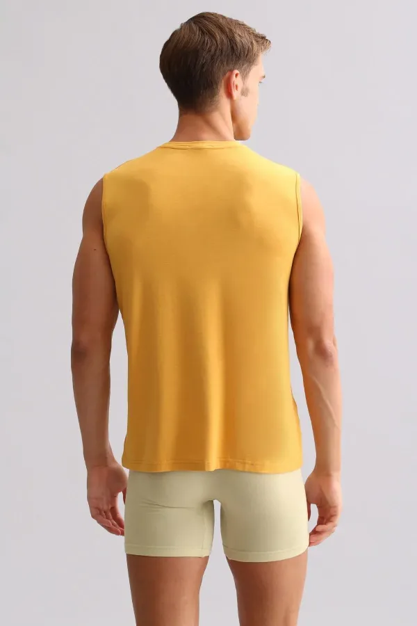 Mısırlı BAMBOO ZEUS LUXURY Regular Fit V-Neck Athletic Tank Top/T-Shirt Mustard