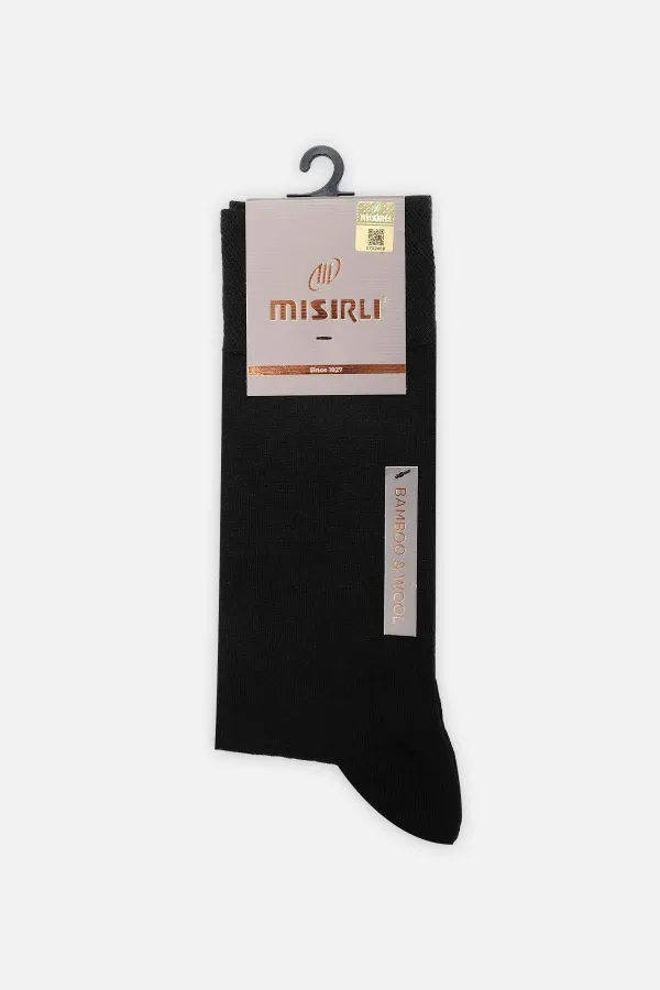 Mısırlı Erkek Yün Bambu Tekli Soket Çorap Siyah