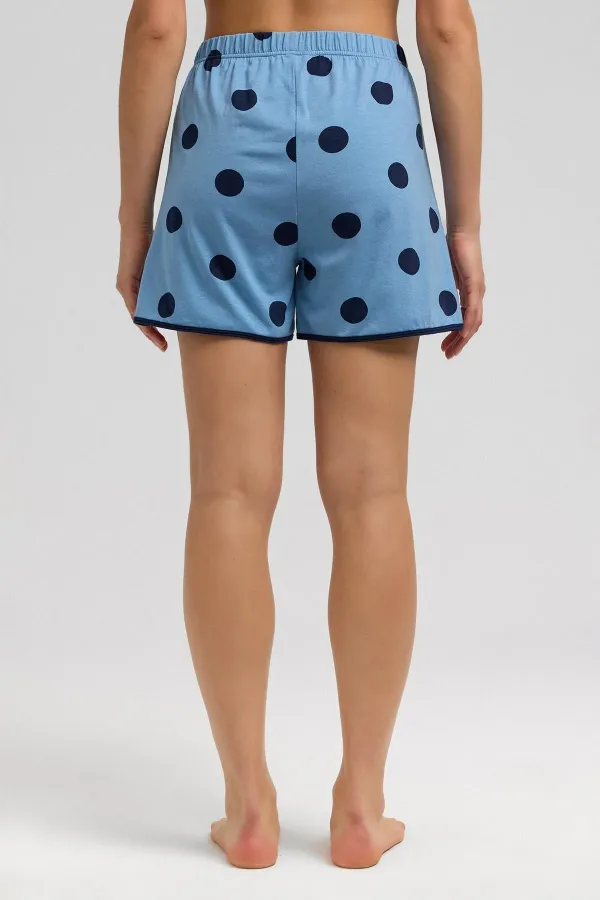 Mısırlı Women's Modal Knit Polka Dot Shorts Baby Blue