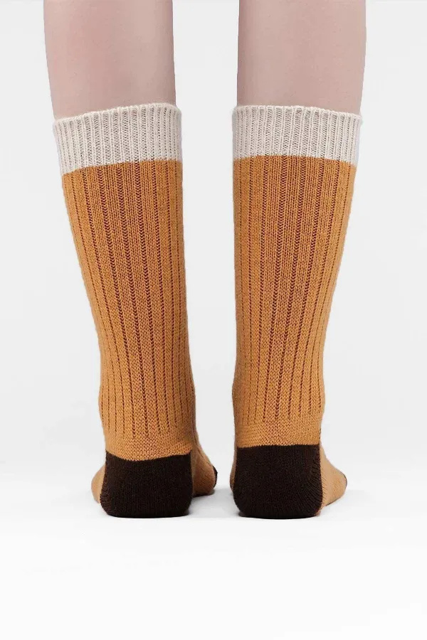 Mısırlı Women's Lambswool Single Socket Socks Saffron