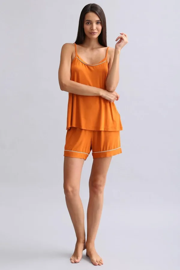 Kadın Modal İnce Askılı Pijama Üst Pas Kırmızı