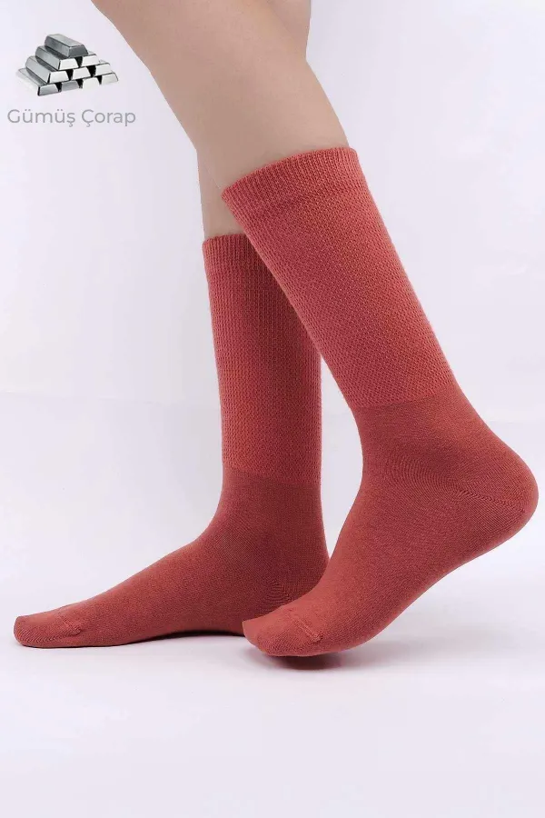 Chaussettes courtes pour femmes égyptiennes, contenant 10 % d'argent, couleur tuile