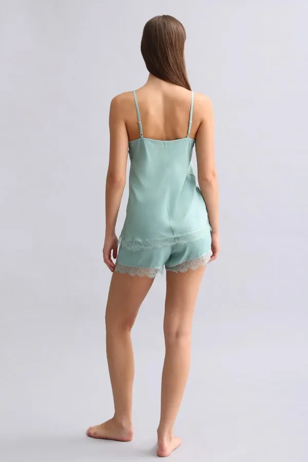 Mısırlı Kadın Bambu Şort Takımı Çağla Yeşili