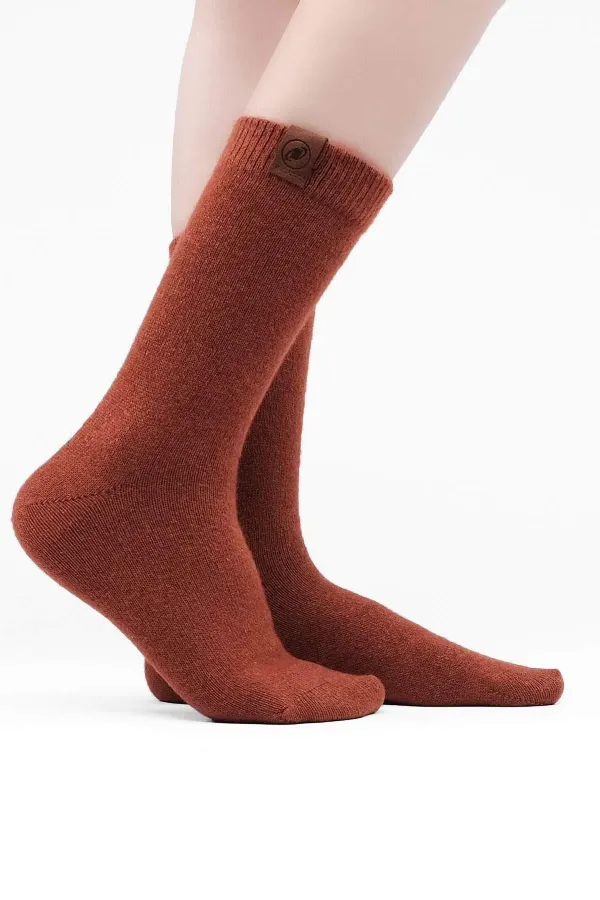 Mısırlı Kadın Kuzu Yünü Tekli Soket Çorap Kiremit