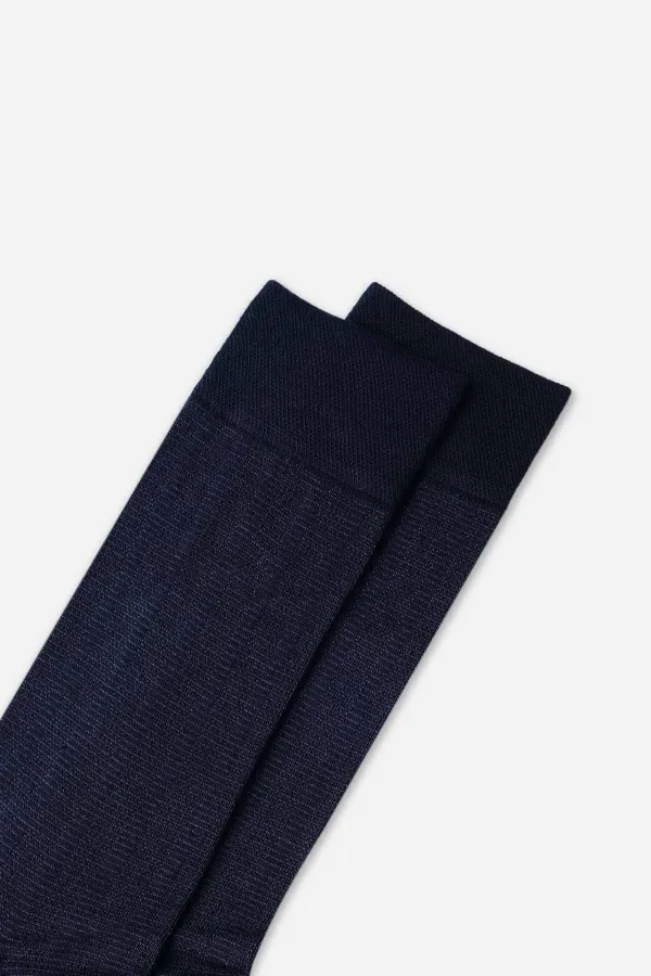 Chaussettes égyptiennes pour hommes, en bambou, à une seule chaussette, bleu marine