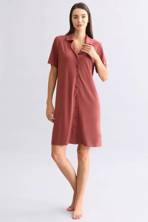 Mısırlı Women's Bamboo Nightgown Burgundy