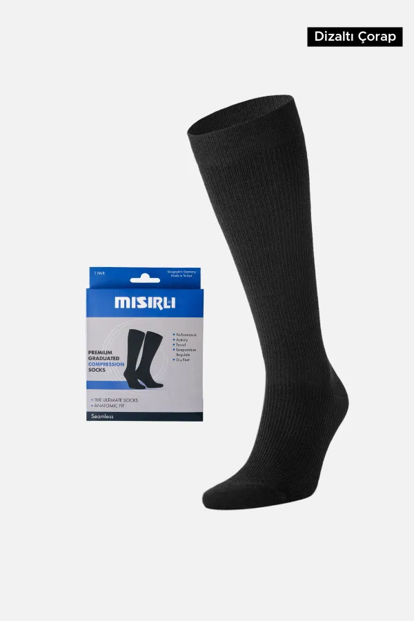 Mısırlı Unisex Merino Yününden, Özel Sıkılaştırıcı Teknolojiyle Uçuş Ve Pilot Çorabı Siyah