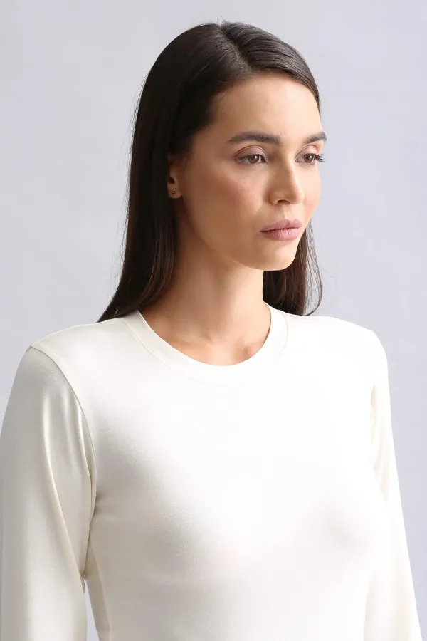 Débardeur/sweat-shirt à manches longues et col rond en modal égyptien TENCEL BRITT, écru