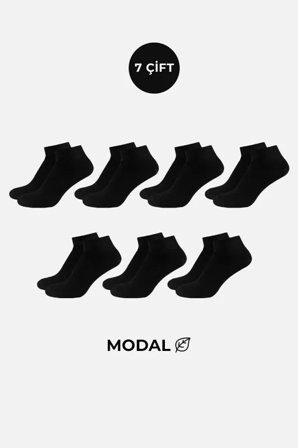 MODAL Erkek Kutulu 7 Çift Patik Çorap Siyah MODAL Erkek Kutulu 7 Çift Patik Çorap Siyah