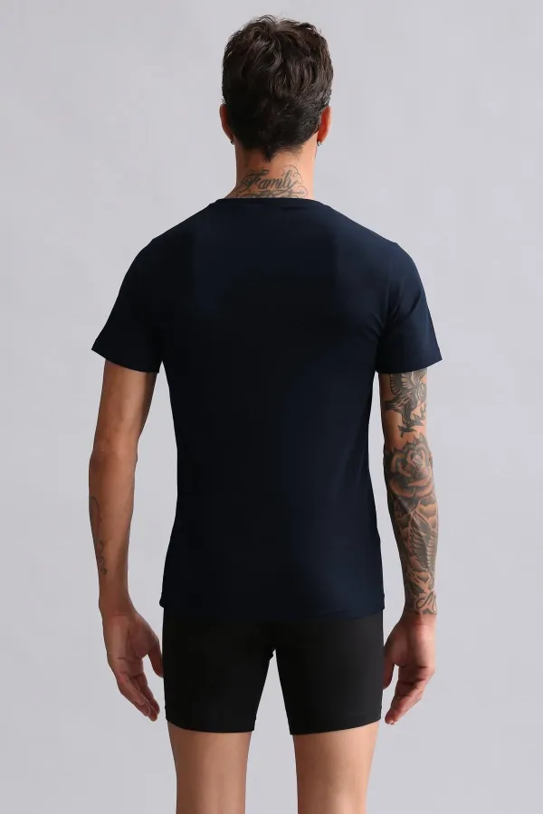 Mısırlı BAMBU HERCULES Slim Fit Bisiklet Yaka Fanila / T-Shirt Lacivert