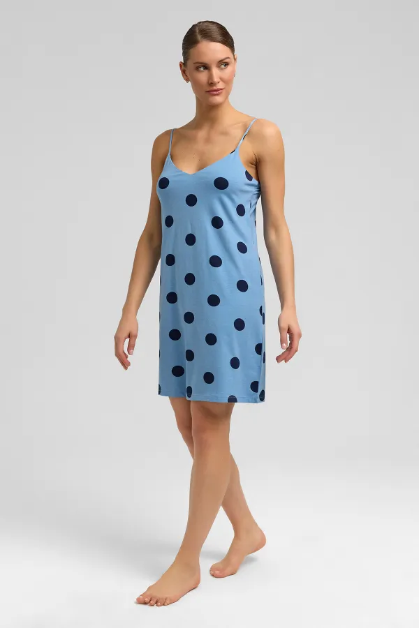 Chemise de nuit égyptienne en maille modal à bretelles, bleu ciel