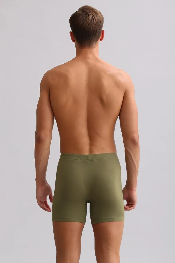 Mısırlı ORGANIC Pamuklu ZEUS LUXURY Regular Fit Metal Armalı Long Boxer Haki Zeytin