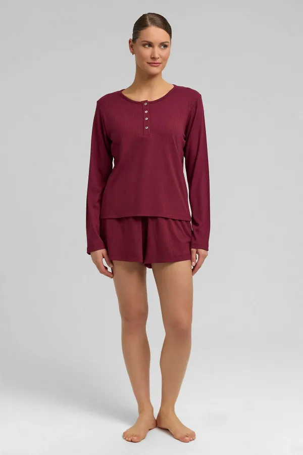 Women's Corset Long-Sleeve Sweatshirt Burgundy