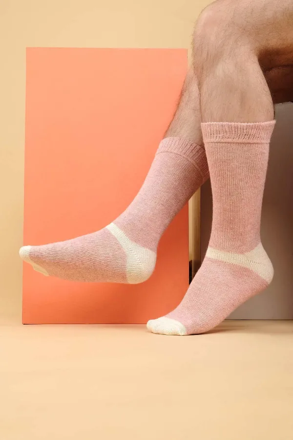 Chaussettes simples en laine d'alpaga rose pour homme, d'origine égyptienne