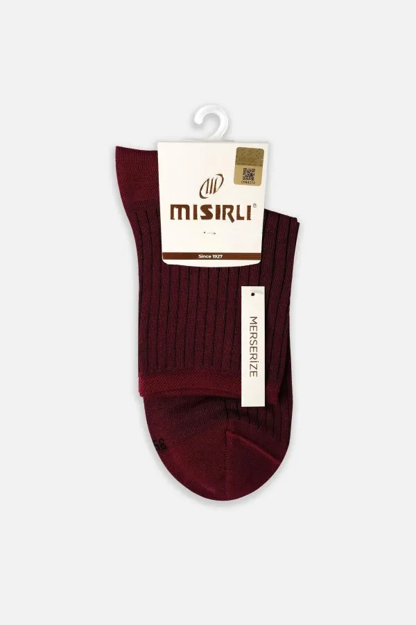 Mısırlı Kadın Merserize Tekli Soket Çorap Vişne