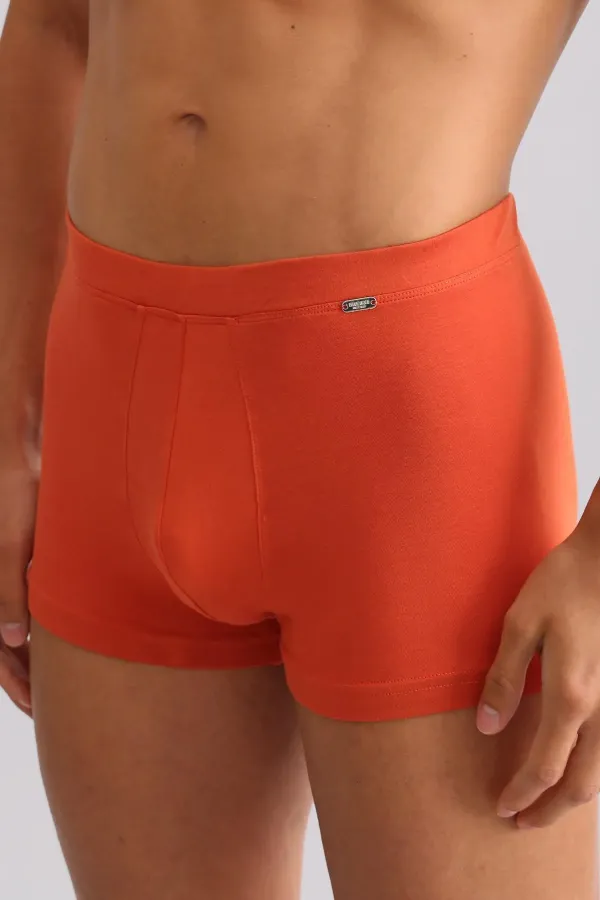 Boxer ZEUS LUXURY en coton biologique égyptien, coupe classique, emblème métallique, rouge rouille