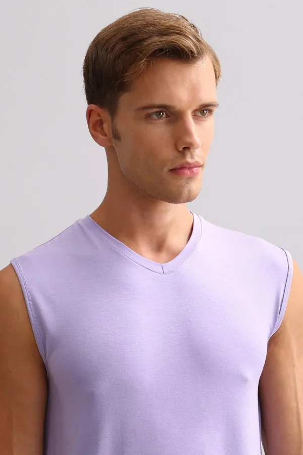 Mısırlı ORGANIC Cotton ZEUS LUXURY Regular Fit V-Neck Athletic Tank Top/T-Shirt Purple