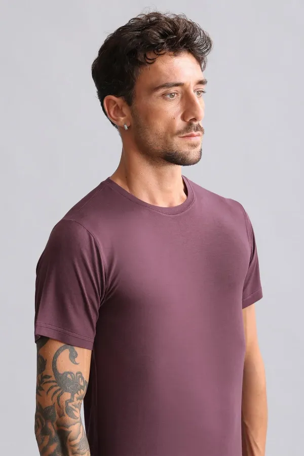 Mısırlı Modal By TENCEL HERCULES Slim Fit Bisiklet Yaka Fanila / T-Shirt Mor