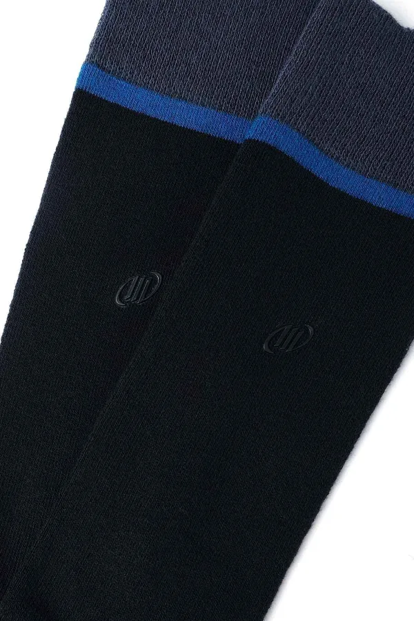 Chaussettes égyptiennes pour homme en coton éponge, coloris bleu marine